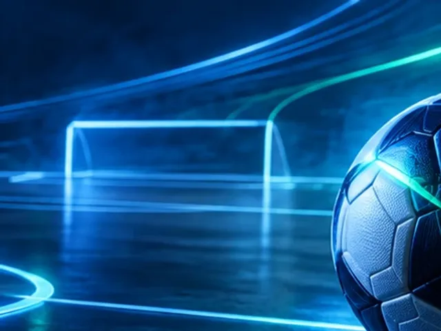 Football in motion on a pitch