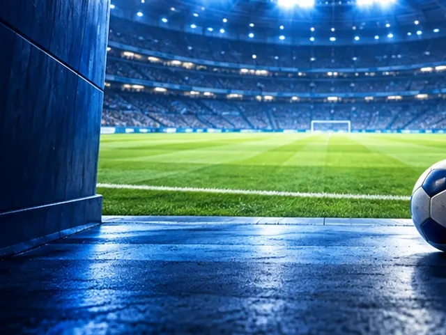 Football stadium seen from the tunnel