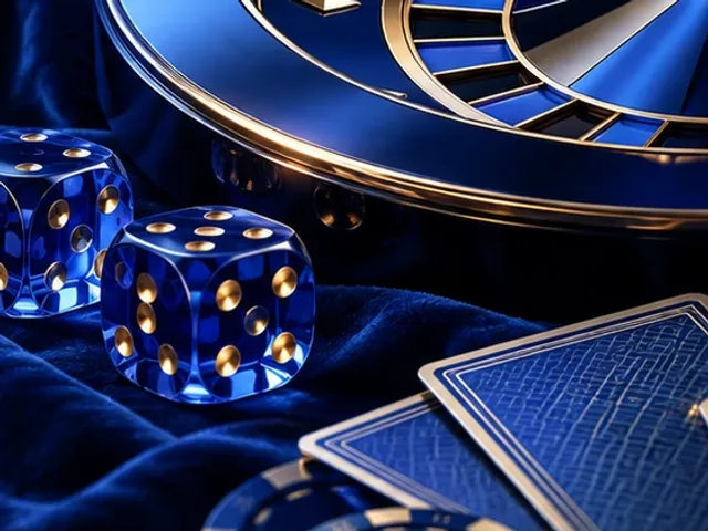 Roulette wheel and dice on a table
