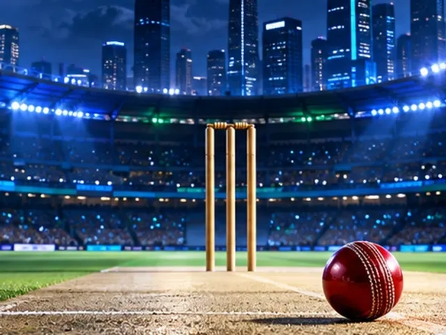 Cricket stumps under floodlights